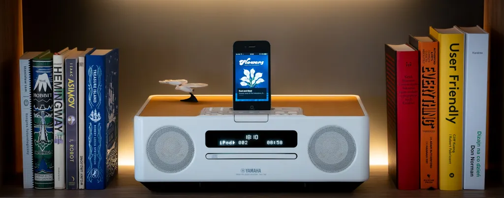 Yamaha TSX-130 playing music from AirPlay source through old iPhone 4